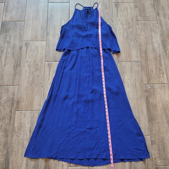Madewell Maxi Dress Size 2 Flutter Back Overlay Midi Tiered Slit Royal Blue - Picture 7 of 16